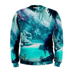 Landscape Nature Digital Art Palm Trees Paradise Men s Sweatshirt by Pakemis