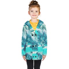 Landscape Nature Digital Art Palm Trees Paradise Kids  Double Breasted Button Coat by Pakemis