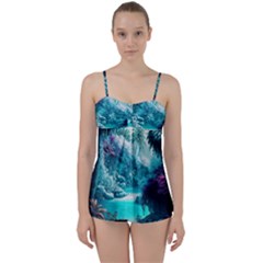 Landscape Nature Digital Art Palm Trees Paradise Babydoll Tankini Set by Pakemis