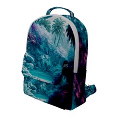 Landscape Nature Digital Art Palm Trees Paradise Flap Pocket Backpack (large) by Pakemis