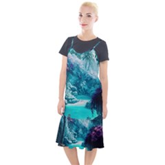 Landscape Nature Digital Art Palm Trees Paradise Camis Fishtail Dress by Pakemis