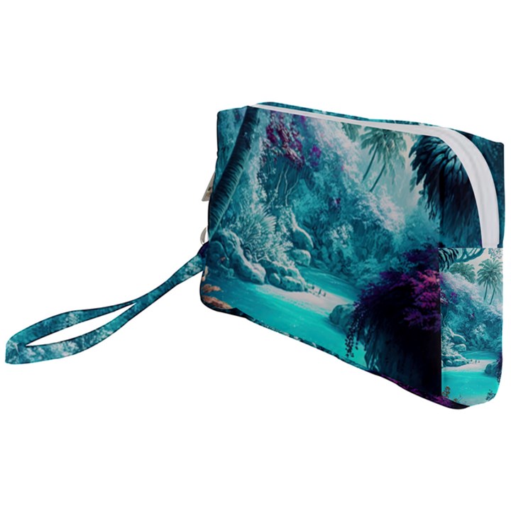 Landscape Nature Digital Art Palm Trees Paradise Wristlet Pouch Bag (Small)