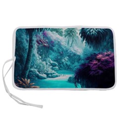 Landscape Nature Digital Art Palm Trees Paradise Pen Storage Case (s) by Pakemis