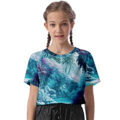 Landscape Nature Digital Art Palm Trees Paradise Kids  Basic Tee by Pakemis