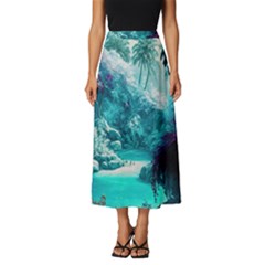 Landscape Nature Digital Art Palm Trees Paradise Classic Midi Chiffon Skirt