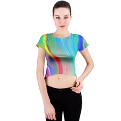 Fluid Art - Contemporary And Flowy Crew Neck Crop Top by GardenOfOphir