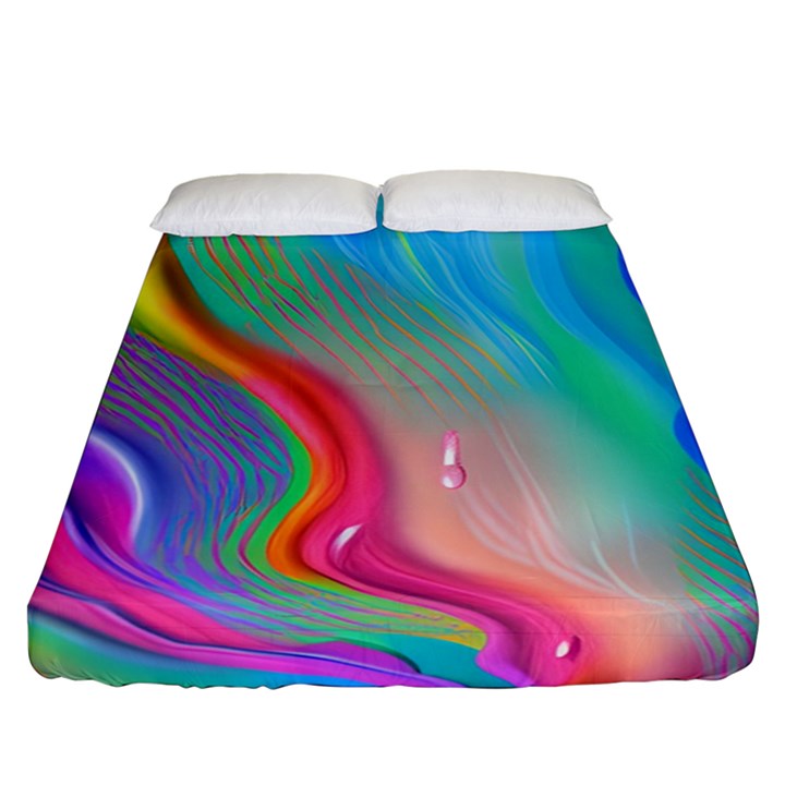 Fluid Art - Contemporary And Flowy Fitted Sheet (Queen Size)