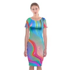 Fluid Art - Contemporary And Flowy Classic Short Sleeve Midi Dress by GardenOfOphir