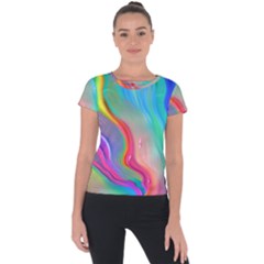 Fluid Art - Contemporary And Flowy Short Sleeve Sports Top  by GardenOfOphir