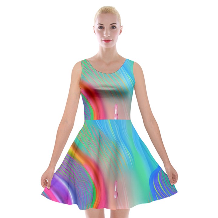 Fluid Art - Contemporary And Flowy Velvet Skater Dress