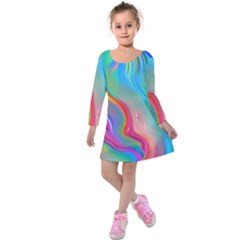 Fluid Art - Contemporary And Flowy Kids  Long Sleeve Velvet Dress by GardenOfOphir