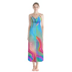 Fluid Art - Contemporary And Flowy Button Up Chiffon Maxi Dress by GardenOfOphir