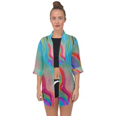 Fluid Art - Contemporary And Flowy Open Front Chiffon Kimono by GardenOfOphir