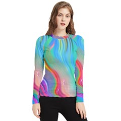 Fluid Art - Contemporary And Flowy Women s Long Sleeve Rash Guard by GardenOfOphir