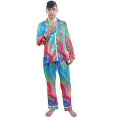 Fluid Art - Contemporary And Flowy Men s Long Sleeve Satin Pajamas Set by GardenOfOphir