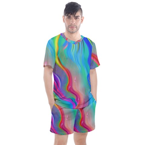 Fluid Art - Contemporary And Flowy Men s Mesh Tee And Shorts Set by GardenOfOphir