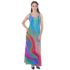 Fluid Art - Contemporary And Flowy Sleeveless Velour Maxi Dress by GardenOfOphir