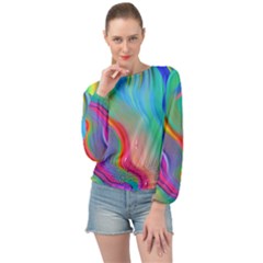 Fluid Art - Contemporary And Flowy Banded Bottom Chiffon Top by GardenOfOphir