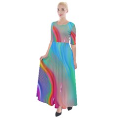 Fluid Art - Contemporary And Flowy Half Sleeves Maxi Dress by GardenOfOphir