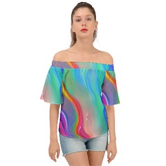 Fluid Art - Contemporary And Flowy Off Shoulder Short Sleeve Top by GardenOfOphir