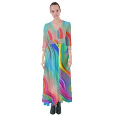 Fluid Art - Contemporary And Flowy Button Up Maxi Dress by GardenOfOphir