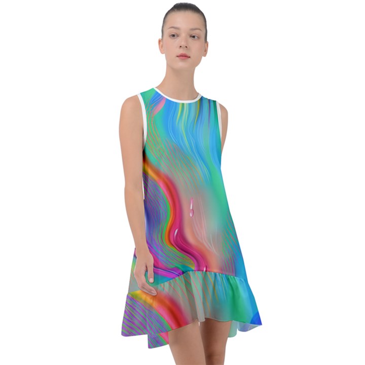 Fluid Art - Contemporary And Flowy Frill Swing Dress