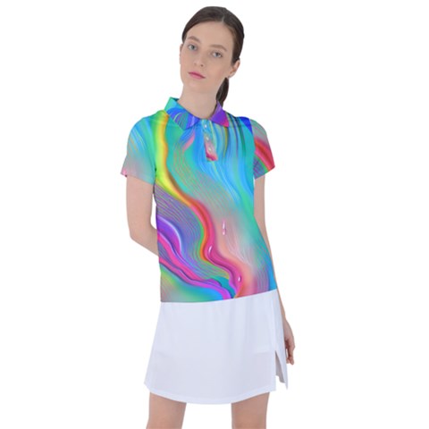 Fluid Art - Contemporary And Flowy Women s Polo Tee by GardenOfOphir