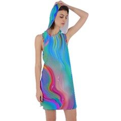 Fluid Art - Contemporary And Flowy Racer Back Hoodie Dress by GardenOfOphir