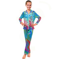 Fluid Art - Contemporary And Flowy Kid s Satin Long Sleeve Pajamas Set by GardenOfOphir