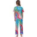 Fluid Art - Contemporary And Flowy Kids  Satin Short Sleeve Pajamas Set View2