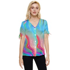 Fluid Art - Contemporary And Flowy Bow Sleeve Button Up Top by GardenOfOphir