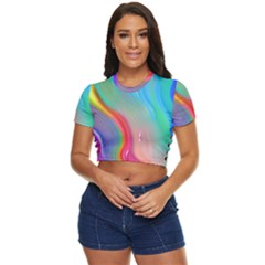 Fluid Art - Contemporary And Flowy Side Button Cropped Tee by GardenOfOphir