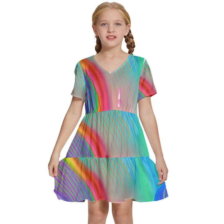 Fluid Art - Contemporary And Flowy Kids  Short Sleeve Tiered Mini Dress