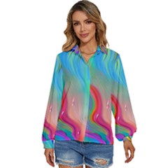 Fluid Art - Contemporary And Flowy Women s Long Sleeve Button Down Shirt