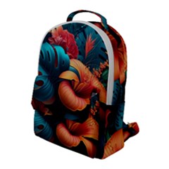 Ai Generated Tropical Flowers Floral Floral Pattern Flap Pocket Backpack (large) by Pakemis