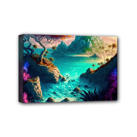 Tropical Paradise Beach Ocean Shore Sea Fantasy Mini Canvas 6  X 4  (stretched) by Pakemis