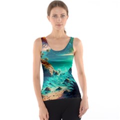 Tropical Paradise Beach Ocean Shore Sea Fantasy Tank Top by Pakemis