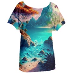 Tropical Paradise Beach Ocean Shore Sea Fantasy Women s Oversized Tee by Pakemis