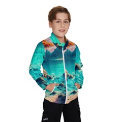 Tropical Paradise Beach Ocean Shore Sea Fantasy Kids  Windbreaker by Pakemis