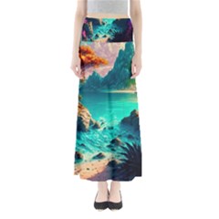 Tropical Paradise Beach Ocean Shore Sea Fantasy Full Length Maxi Skirt by Pakemis