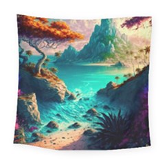 Tropical Paradise Beach Ocean Shore Sea Fantasy Square Tapestry (large) by Pakemis