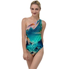 Tropical Paradise Beach Ocean Shore Sea Fantasy To One Side Swimsuit by Pakemis