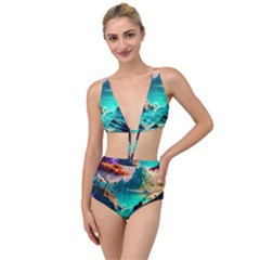 Tropical Paradise Beach Ocean Shore Sea Fantasy Tied Up Two Piece Swimsuit by Pakemis