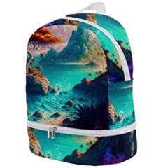 Tropical Paradise Beach Ocean Shore Sea Fantasy Zip Bottom Backpack by Pakemis