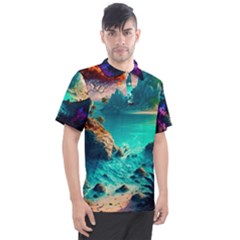 Tropical Paradise Beach Ocean Shore Sea Fantasy Men s Polo Tee by Pakemis