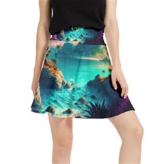 Tropical Paradise Beach Ocean Shore Sea Fantasy Waistband Skirt by Pakemis