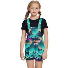 Tropical Paradise Beach Ocean Shore Sea Fantasy Kids  Short Overalls by Pakemis