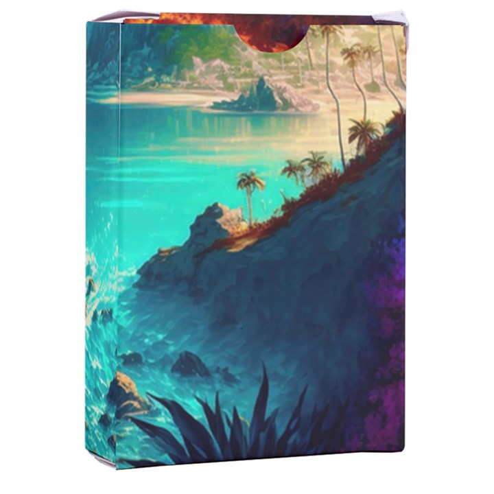 Tropical Paradise Beach Ocean Shore Sea Fantasy Playing Cards Single Design (Rectangle) with Custom Box