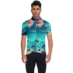 Tropical Paradise Beach Ocean Shore Sea Fantasy Men s Short Sleeve Cycling Jersey by Pakemis