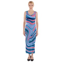 Fluid Art - Abstract And Modern Fitted Maxi Dress by GardenOfOphir